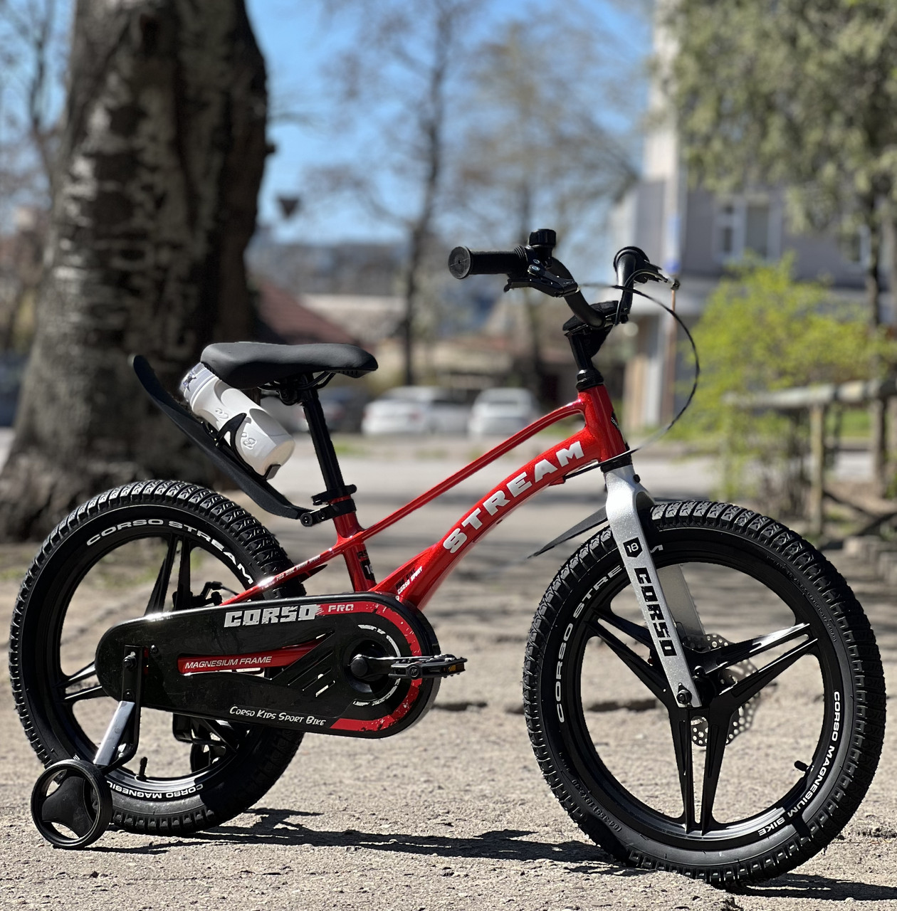 Дитячий велосипед 18" Corso Stream SM-82769 на рост 105-115 см чорно-червоний