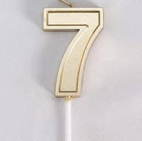 Свічка для торта "7" золота з контуром 4,8см