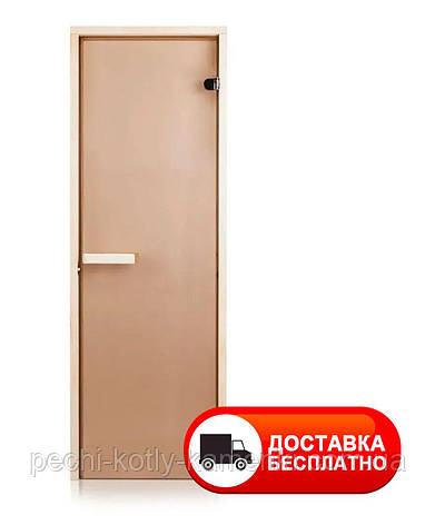 Двері для сауни GREUS CLASSIK 70х190 см (bronze) 2 завіси, фото 1