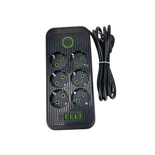 Мережевий фільтр з USB (6×220В+4×USB+1×Type-C) QL-1075U 5 метрів Чорний