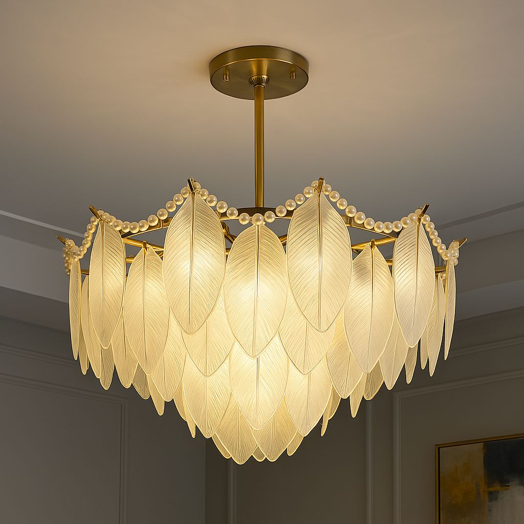 Класична люстра з листоподібними плафонами Artlight цоколь  ламп 9 шт колір  D1902/600GD
