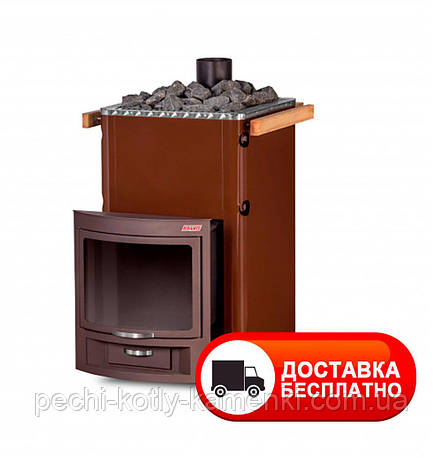 Лазнева піч-кам'янка KALVIS-PR-2-1 з виносною топкою зі склом, фото 1