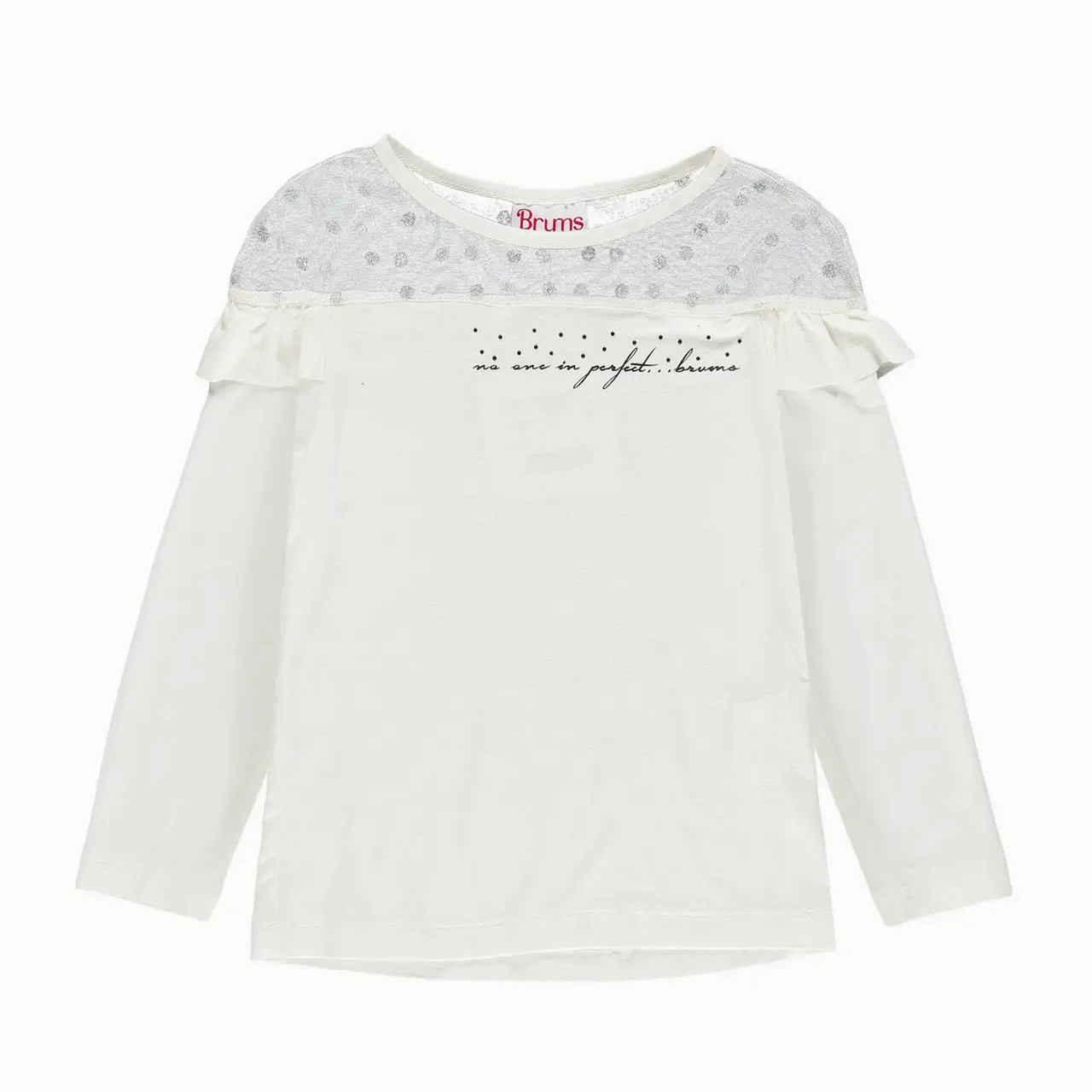 Лонгслів з віскозного трикотажу для дівчинки Brums 193BGFL009-002 білий 140-170