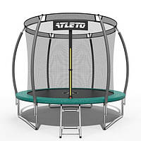 Батут дитячий 252 см з внутрішньою сіткою та драбинкою Atleto зелений