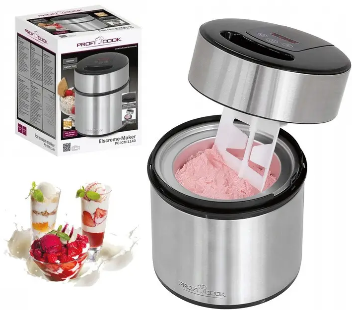 Апарат для морозива, морожениця Profi Cook PC-ICM 1140 напівавтоматична (1800 мл, 12 вт, Німеччина)