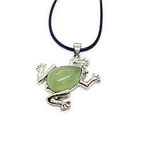 Кулон "жаба мандрівниця" із зеленим авантюрином на шнурку