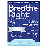 Breathe Right, Nasal Strips, SM/Med, Clear, 30 Count