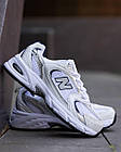 Кросівки чоловічі текстильні New Balance 530 Легкі спортивні бігові кросівки сітка білі з серебром, фото 7