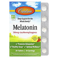 Carlson Labs, Melatonin, Natural Strawberry Lemon, 300 mcg, 30 Tablets