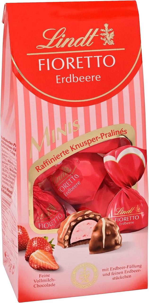 Шоколадні цукерки Lindt Chocolate Fioretto Minis Strawberry 115г, фото 1