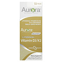 Aurora Nutrascience, ліпосомальний вітамін D3/K2, 10 пакетиків по 20 мл (0,68 рідк. Унції)