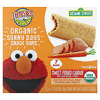 Earth's Best, органічні батончики-сніки Sunny Days, для дітей від 2 років, батат і морква, 7 батончиків по 19