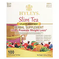 Hyleys Tea, Slim Tea, набір із 9 смаків, чайні пакетики в 100 фольгованих пакетиках, 150 г (5,29 унції)