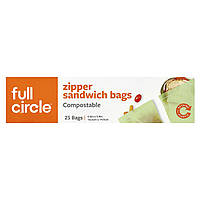 Full Circle, пакети для сендвічів на блискавці, компостовані, 25 пакетів
