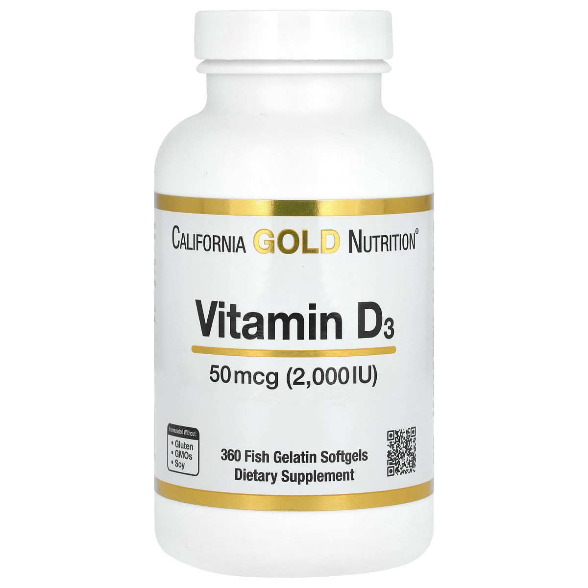 Вітамін Д3 California Gold Nutrition (Vitamin D3) 50 мкг 2000 МО 360 м'яких капсул