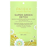 Pacifica, Super Green Detox, косметична маска для обличчя, капуста та деревне вугілля, 1 листова маска, 20 мл