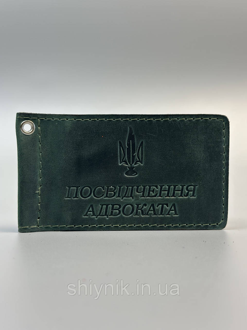 Шкіряна обкладинка для ПОСВІДЧЕННЯ АДВОКАТА зелена