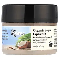 Sky Organics, Скраб для губ з органічним цукром, коричневий цукор і кокосова олія, 8 г (0,25 унції)