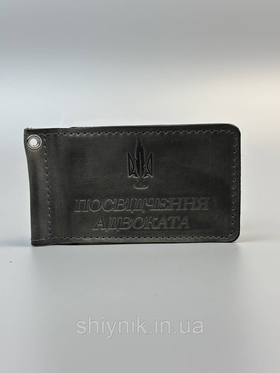 Шкіряна обкладинка для ПОСВІДЧЕННЯ АДВОКАТА сіра