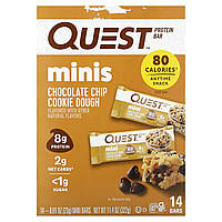 Quest Nutrition, протеїнові мінібатончики із шоколадною крихтою та смаком печива, 14 батончиків по 23 г