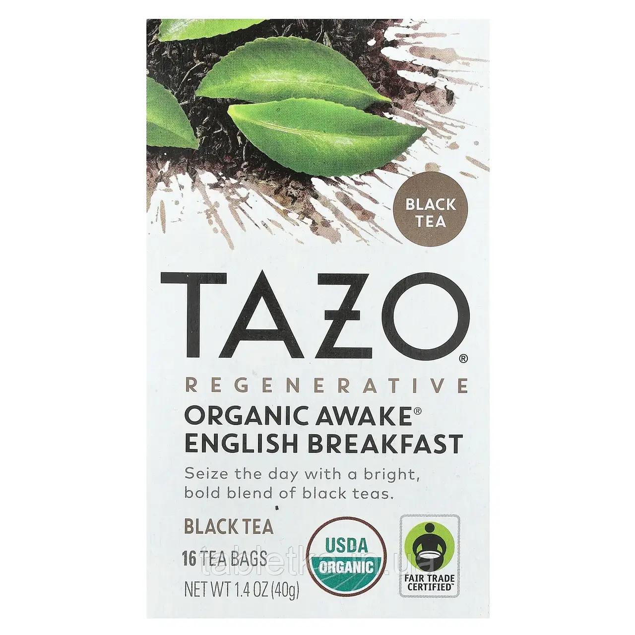 TAZO, Regenerative, чорний чай, органічний чай для пробудження, англійський сніданок, 16 чайних пакетиків, 40