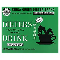 Uncle Lee's Tea, Dieters' 100% натуральний трав'яний напій, без кофеїну, 18 чайних пакетиків, 36 г (1,27