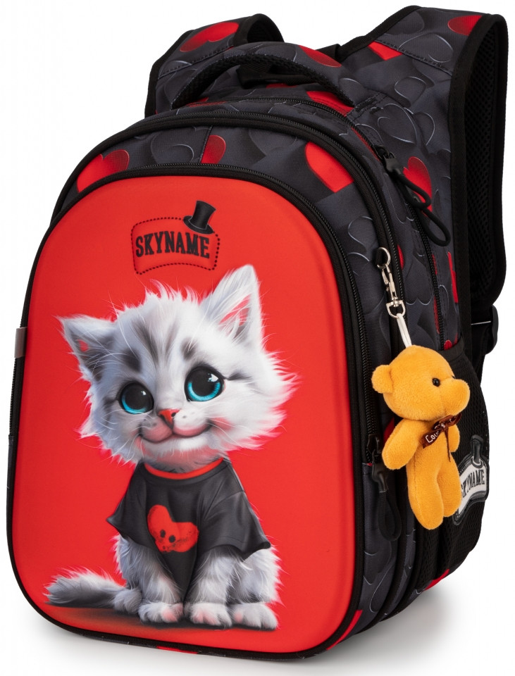 Рюкзак шкільний для дівчинки ортопедичний в 1-4 клас дитячий у школу та малюнок кошенятко SkyName R1-065
