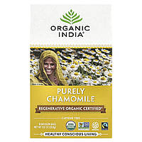 Organic India, Purely Chamomile, без кофеїну, 18 пакетиків для настою, 28,8 г (1,02 унції)