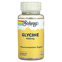 Solaray, Гліцин, 1000 мг, 60 вегетаріанських капсул