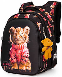 Рюкзак шкільний ортопедичний для дівчинки 1-4 класу на три відділи малюнок тигренятко SkyName R1-064