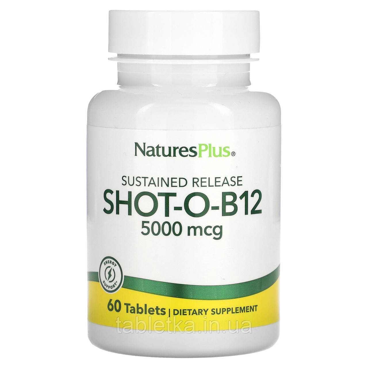 NaturesPlus, Shot-O-B12 з уповільненим вивільненням, 5000 мкг, 60 таблеток