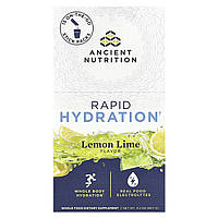 Ancient Nutrition, Rapid Hydration, лимон і лайм, 15 пачок у формі стиків, по 6 г (0,2 унції)