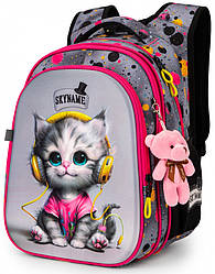 Рюкзак шкільний для дівчинки ортопедичний в 1-4 клас дитячий у школу та малюнок кошенятко SkyName R1-063