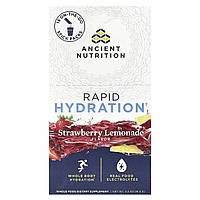 Ancient Nutrition, Rapid Hydration, полуничний лимонад, 15 пачок у формі стиків, 6,1 г (0,2 унції)