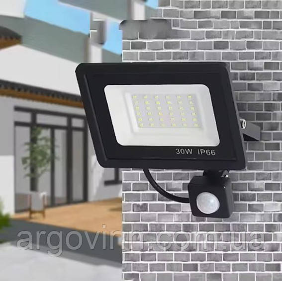 LED прожектор з датчиком руху 30W 220V 6500K
