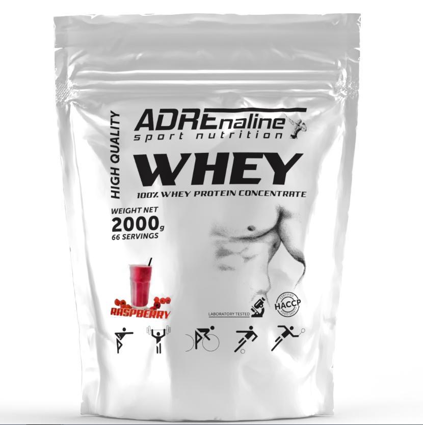Сироватковий протеїн ADRENALINE WHEY Protein Concentrate 2000 грам  Смак :Йогурт-малина, фото 1