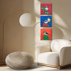 Картина за номерами Riviera Blanca, комплект з 3-х картин Співочі кольори 25х25 см (RB-1130)