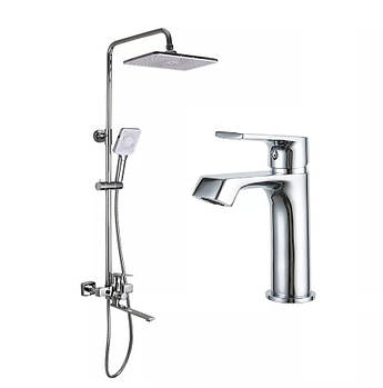 Душова система з тропічним душем і змішувачем на умивальник Frap F2471-10 хром