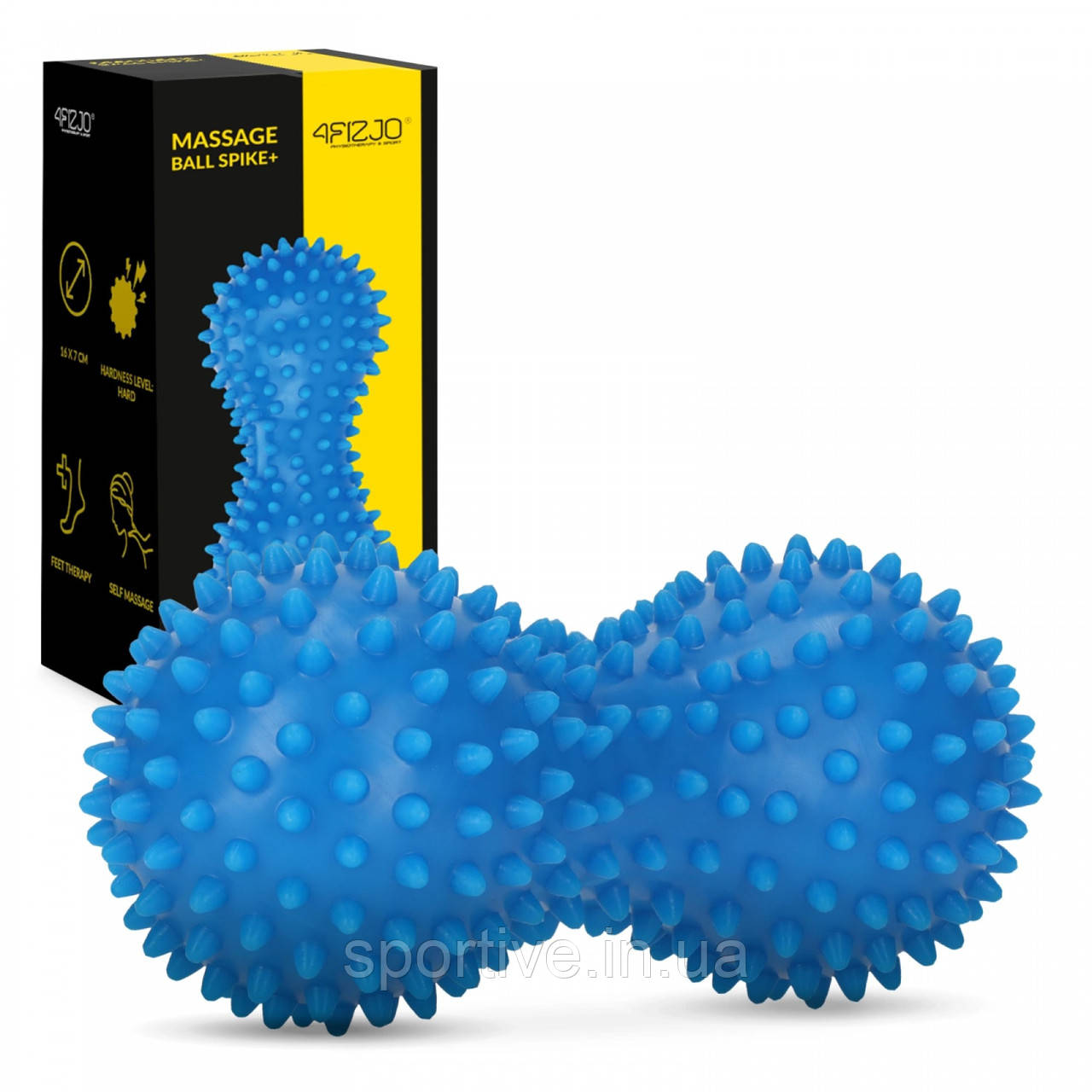 Масажний м'яч подвійний із шипами 4FIZJO Spike+ 7 x 16 см Blue (P-5905973403337)