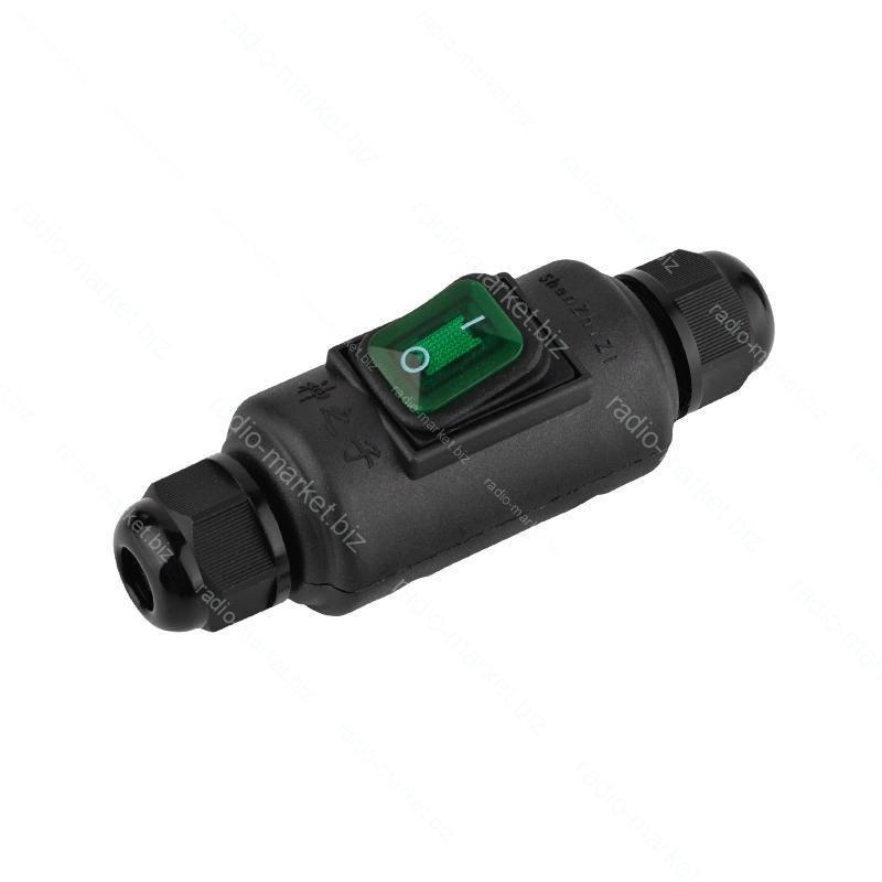 Вимикач вологозахищений IP66 на провід, зелений