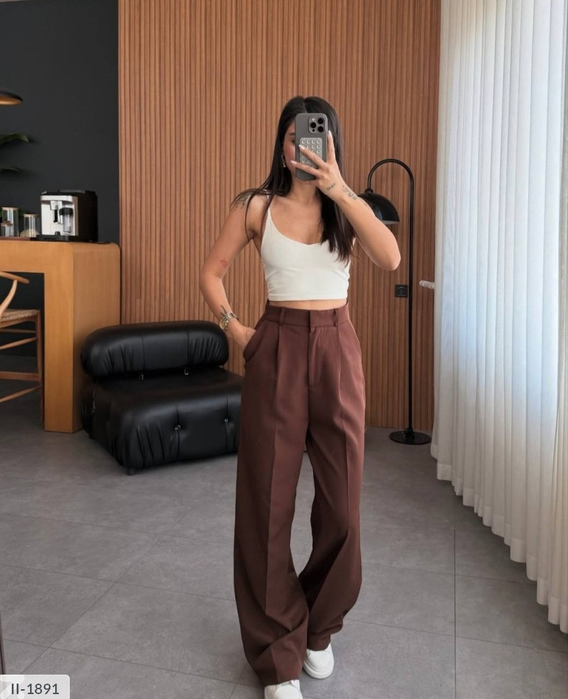 Штани палацо жіночі класичні ділові широкі костюмні з кишенями завищена талія розміри 42-46