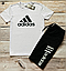 Чоловічий літній спортивний костюм Adidas футболка та шорти якісний трикотажний, білий, чорний, сірий, фото 4