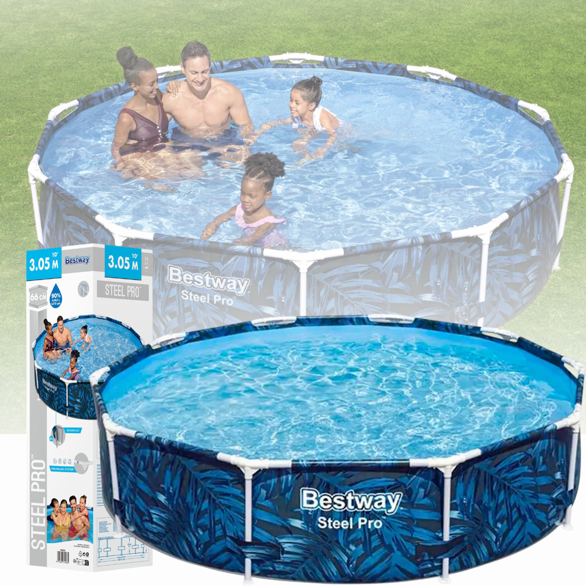 Каркасний круглий басейн Bestway Steel Pro Frame Pool 56985 Африка 305х66 см на 4062 л