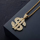 Підвіска кулон Dollar на ланцюжку золото, фото 2