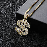 Підвіска кулон Dollar на ланцюжку золото, фото 3