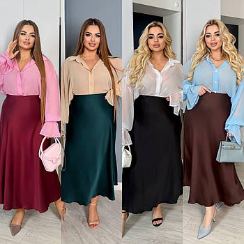 ССпідниця жіноча з шовку у кольорах рр.48-50, 52-54, 56-58