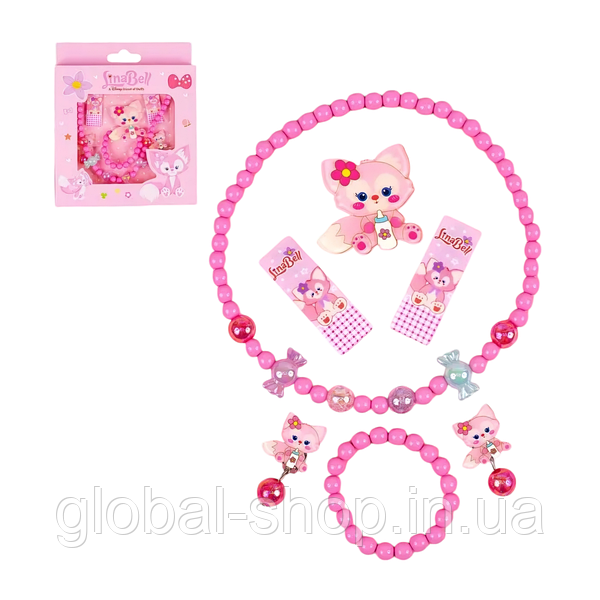 Набір дитячої біжутерії " Лисичка" ( Браслет, Буси, Кліпси, Шпильки)