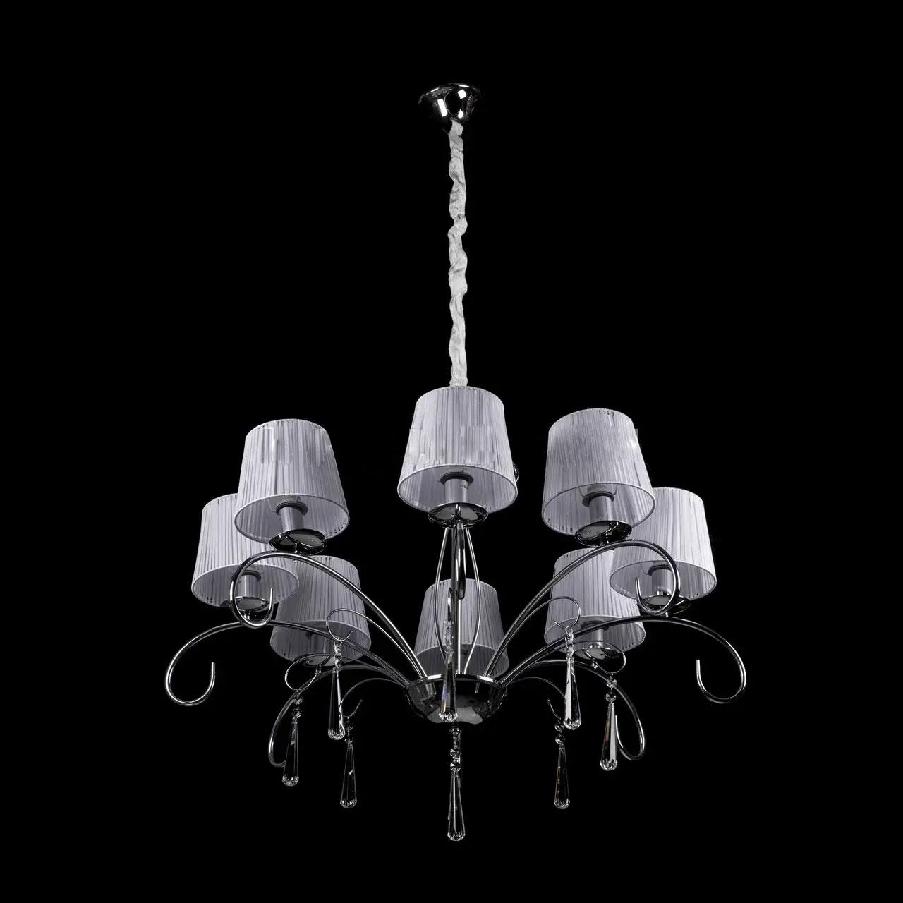 Класична люстра на 8 ламп E14 з абажурами колір каркасу хром PM-P13-8117/8/CH, фото 1