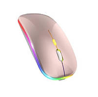 Мишка комп'ютерна Macarone безшумна перезаряджувана Bluetooth USB Рожевий (SH0000318)
