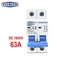 2-полюсний DC модульний автомат-вимикач постійного струму MCB на 63 Ампер TOMZN TOB7Z-63 DC PV 2P DIN 63а